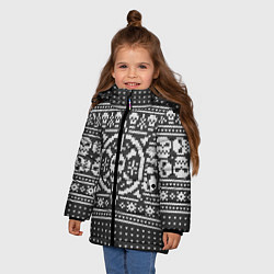 Куртка зимняя для девочки Свитер с черепами, цвет: 3D-черный — фото 2