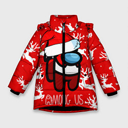 Куртка зимняя для девочки Новый Год Среди Нас!, цвет: 3D-черный