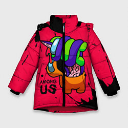 Зимняя куртка для девочки AMONG US - ORANGE & GREEN
