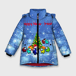 Куртка зимняя для девочки Among Us New Year, цвет: 3D-красный