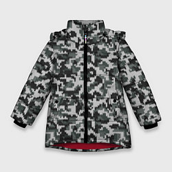 Куртка зимняя для девочки Вязанный камуфляж, цвет: 3D-красный
