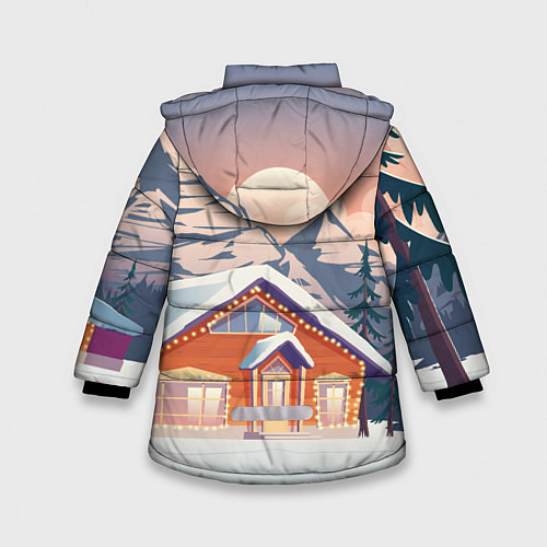 Зимняя куртка для девочки Летящий бык 2021 / 3D-Черный – фото 2