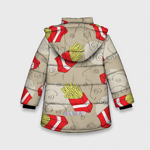 Зимняя куртка для девочки Фастфуд - Картошка фри / 3D-Черный – фото 2