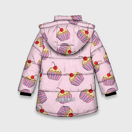 Зимняя куртка для девочки Капкейки на розовом / 3D-Черный – фото 2