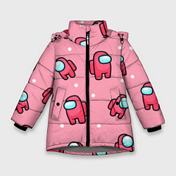 Куртка зимняя для девочки Among Us - Розовый цвет, цвет: 3D-светло-серый