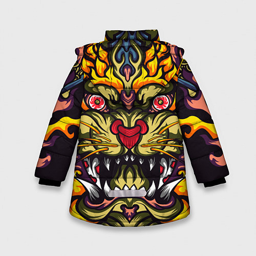 Зимняя куртка для девочки Абстракция тигр / 3D-Черный – фото 2