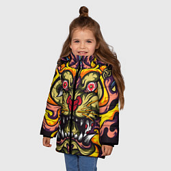 Куртка зимняя для девочки Абстракция тигр, цвет: 3D-черный — фото 2