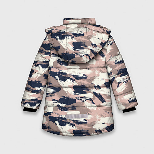 Зимняя куртка для девочки Кремовый камуфляж / 3D-Черный – фото 2