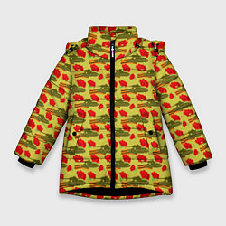 Куртка зимняя для девочки День Защитника Отечества, цвет: 3D-черный
