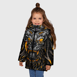 Куртка зимняя для девочки Хищный лев киборг, цвет: 3D-черный — фото 2