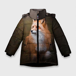 Куртка зимняя для девочки Лиса-охотница, цвет: 3D-черный