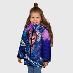 Куртка зимняя для девочки Танджиро камадо Клинок Демонов, цвет: 3D-черный — фото 2
