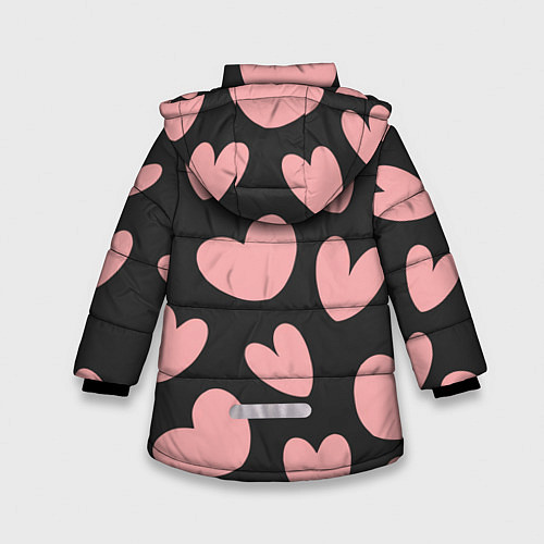 Зимняя куртка для девочки Сердечки / 3D-Черный – фото 2