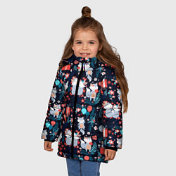 Куртка зимняя для девочки Котики Подарки, цвет: 3D-черный — фото 2