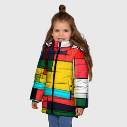 Куртка зимняя для девочки Абстрактные фигуры цвета, цвет: 3D-красный — фото 2