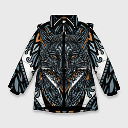Куртка зимняя для девочки Рисунок лиса, цвет: 3D-черный