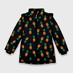 Куртка зимняя для девочки Ананасы Паттерн, цвет: 3D-черный