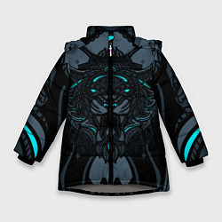 Куртка зимняя для девочки Рисунок тигр, цвет: 3D-светло-серый
