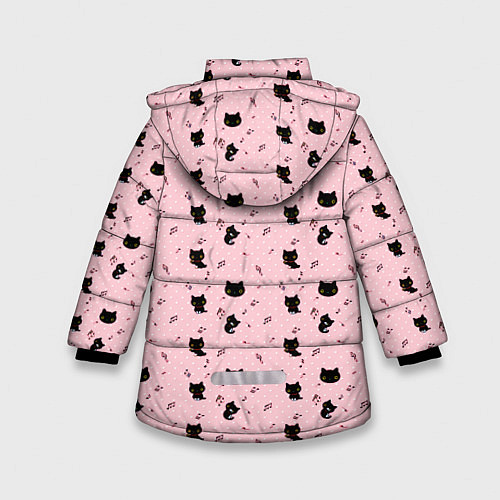 Зимняя куртка для девочки Кот Паттерн / 3D-Черный – фото 2