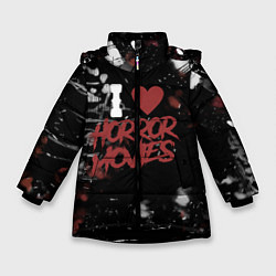 Куртка зимняя для девочки Любовь к хоррорам, цвет: 3D-черный