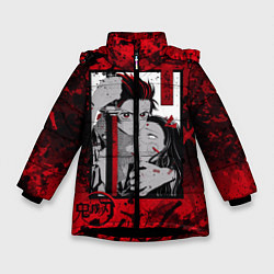 Куртка зимняя для девочки Клинок рассекающий демонов, цвет: 3D-черный