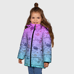 Куртка зимняя для девочки Котики в полете, цвет: 3D-черный — фото 2