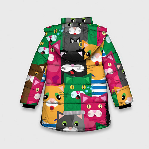 Зимняя куртка для девочки Удивленные Коты / 3D-Черный – фото 2
