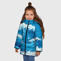 Куртка зимняя для девочки Волны, цвет: 3D-светло-серый — фото 2