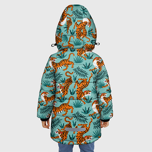 Зимняя куртка для девочки Рычащие Тигры Паттерн / 3D-Светло-серый – фото 4