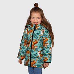 Куртка зимняя для девочки Рычащие Тигры Паттерн, цвет: 3D-светло-серый — фото 2