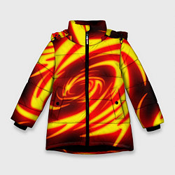Куртка зимняя для девочки ОГНЕННЫЕ ВОЛНЫ FIRE STRIPES, цвет: 3D-черный