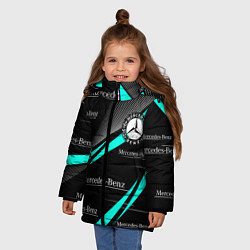 Куртка зимняя для девочки MERCEDES BENZ АКВАМАРИНОВЫЙ, цвет: 3D-черный — фото 2