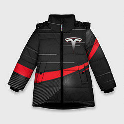 Куртка зимняя для девочки TESLA ABSTRACT ТЕСЛА СПОРТ, цвет: 3D-черный