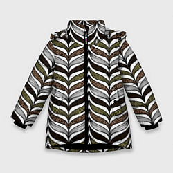 Куртка зимняя для девочки Африканский племенной узор, цвет: 3D-черный