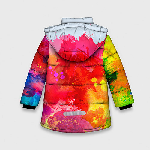 Зимняя куртка для девочки Брызги краски / 3D-Черный – фото 2