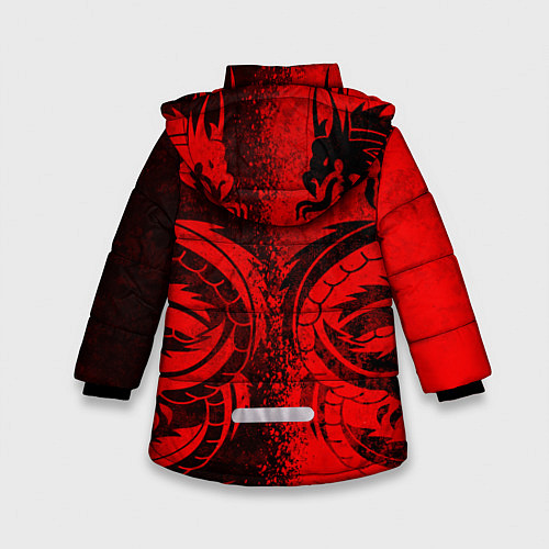 Зимняя куртка для девочки BLACK RED DRAGONS TATOO / 3D-Черный – фото 2