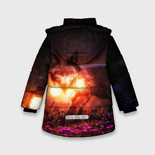 Зимняя куртка для девочки Лисица с фонариками / 3D-Черный – фото 2