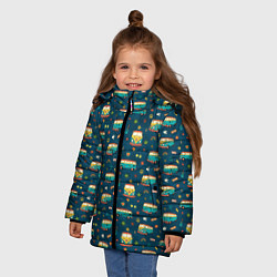 Куртка зимняя для девочки Фургоны хиппи, цвет: 3D-черный — фото 2