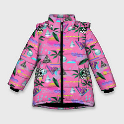 Куртка зимняя для девочки Vaporwave art, цвет: 3D-черный
