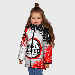 Куртка зимняя для девочки КЛИНОК, РАССЕКАЮЩИЙ ДЕМОНОВ, цвет: 3D-черный — фото 2