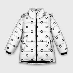 Куртка зимняя для девочки Черно-белый узор в горошек, цвет: 3D-черный