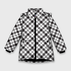 Куртка зимняя для девочки Чб текстура в клетку, цвет: 3D-черный
