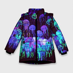 Зимняя куртка для девочки Неоновые медузы