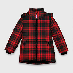 Куртка зимняя для девочки Красная клетка, цвет: 3D-черный