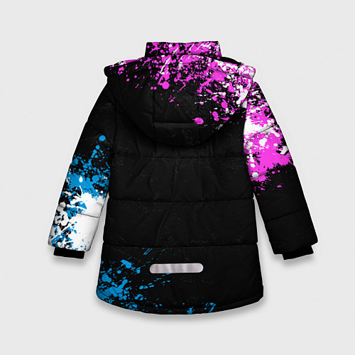 Зимняя куртка для девочки Череп в краске / 3D-Черный – фото 2
