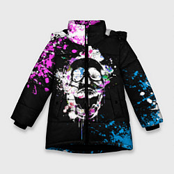 Куртка зимняя для девочки Череп в краске, цвет: 3D-черный