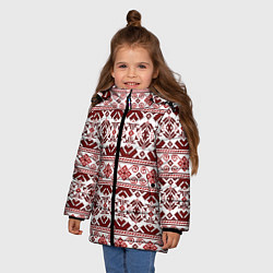 Куртка зимняя для девочки Русские народные узоры, цвет: 3D-светло-серый — фото 2