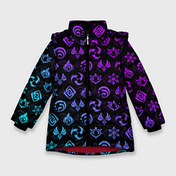 Куртка зимняя для девочки GENSHIN IMPACT NEON, цвет: 3D-красный