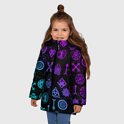 Куртка зимняя для девочки СЛАВЯНСКИЕ РУНЫ ПАТТЕРН Z, цвет: 3D-черный — фото 2