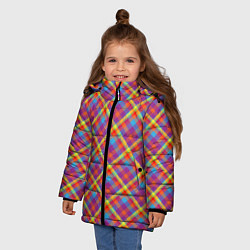 Куртка зимняя для девочки Клеточный узор, цвет: 3D-черный — фото 2